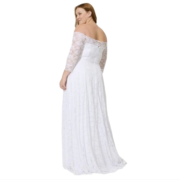 NWT Torrid White Off Shoulder A Line Lace Wedding Dress Size 18 - Picture 6 of 6